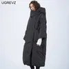 Women Down Parkas Kjmyyx Zimowe Oversizes Cooded Coats Fashion Solidne ciepłe pojedyncze kurtki z długim rękawem stroje 221124