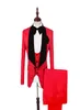 Design personnalisé Red Jacquard Groom Tuxedos Black Reppel Groomsmen hommes robe de mariée Fashion Man Veste Blazer SuitJacketPantsVest