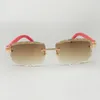 red wooden sunglass 8100915 with cut lens 56mm 3.0 thickness