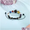 Charm Bracelets Handmade Adjustable Bracelet Universe Galaxy The Eight Planets Solar System Guardian Star Natural Stone Beads Bangle Dh3Fl