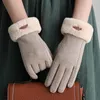 Pięć palców Rękawiczki Five Fingers Rękawiczki Kobiety Zimowy ekran dotykowy kaszmirowy ciepła ręka dla kobiet na świeżym powietrzu czarne damskie damki Guantes 221123 x0902