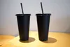 Starbucks 24oz/710ml Plastic Mug Tumbler Reusable Black Drinking Flat Bottom Pillar Shape Lid Straw Cups 2IC9