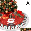 زينة عيد الميلاد زخارف عيد الميلاد Navidad 2022 Red Tree Skirt Round Round Jourts Decoration for Home Supplies Year Drop Deliver