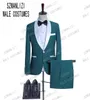 Bruidegompak Wedding 2019 Custom Made Green Groomsman 2 -delige mannen Suits met broek sjaalsrapkostuum Homme Mariage formele man