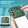 Back Cover With Push Window Hybrid TPU PC Sliding Design Camera Protective Waterproof Clear Phone Case for Samsung A12 S22 PLUS A03S A53 A14 A13 B201