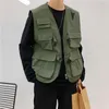 Men's Vests Mens Fashion Tooling Men Streetwear Cargo Hip Hop Sleeveless Jacket Gilet Military Multi-Pocket Outdoors Coat 221124