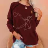 Kadın Hoodies Sweatshirts Grafik Vintage Street Sweatshirt Tenis Oyuncusu Baskı Gündelik Crewneck Üstler Sıcak Sonbahar Kış Uzun Kenevir Sokak Güzergahı 221124