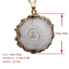 Pendentif Colliers En Gros 6 pcs/lot Pierre Naturelle Cristal Tournesol Galvanisé Jante Collier Femmes Main Faisant Cadeau Bijoux