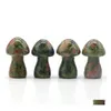 Pierres précieuses en vrac 35Mm Unakite Gemstone Scpture Décor Sculpture Champignon Poli Pierres Mignonnes Pour La Maison Jardin Pelouse Cour Décoration Drop Dhmru