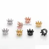 Spacers Small Cz King Crown Charm Spacer Beads Cubic Zirconia Rhinestone Pave Queen Bracelet Connector For Diy Making Jewelry Drop D Dhzhu