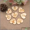 Party Favor Party Gunst 100 Gepersonaliseerde aangepaste gegraveerde trouwnaam en datum Love Heart Houten centerpiecesgift Tagsandjute String DH9HX