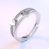 Anelli a grappolo Diamond Heart Ring Womens Open Regolable Wedding Encings Gioielli Fashi