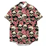 Camisas casuais masculinas Flor Rose Skull 3D PRAIA PRAIA HAWAIIAN 2022 Camisa de verão de manga curta Camisa Social Chemise Social Chemise