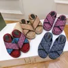 Dames designer sandalen platform dia sandaal strand slippers multicolor canvas linnen stoffen printen slipper outdoor party klassieke sandalen echt leer