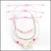 Braccialetti con ciondoli Bracciale in pietra naturale Nodo regolabile Gioielli da spiaggia Mare delle Hawaii Donna 3 pezzi Set Braccialetti con consegna a goccia Dhgarden Dh2D9