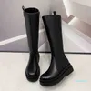 Boots klänningskor Autumn Women Knee High Platform Round Toe Chunky Heel Long Ytmtloy Square dragkedja Botines de Mujer Winter Sexig 1