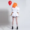 Fantasia de tema feminino palhaço menina Pennywise Adult Terror Costume para Vestido de Partida Fancária de Halloween 221124