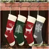 Christmas Decorations Christmas Decorations Knitted Stockings Hanging Ornaments Creative Elk/Tree/Snowflake Pattern Candy Gift Bag F Dhbms
