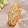 Bangle Can Open 4Pcs Flower Dubai Gold Color Bangles Women Girls Jewelry Arab Middle Eastern African Copper Wedding Gift