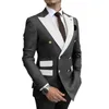 Trajes para hombres 2022 Men Fit Slim Double Lapel Fashion Groomsmen Groomsmen Boda 2 piezas Set