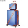 klqdzms pcローリングクラシック荷物セット '' '' '' 'abs abs abs abs retro travel case on wheels with cosmetic bag for women j220707