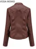 여자 가죽 가짜 12 색 S-4XL 가을 봄 여성 짧은 푸 재킷 슬림 패션 펑크 아웃복 오토바이 캐주얼 코트 221124