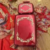 Nuovo '' Set di valigie da donna Trolley da donna Borsa da viaggio rossa retrò da sposa su ruote Borsa moda J220707