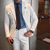 Herenpakken witte 2 stuks mannen passen moderne blazer broeken met piek met een borste revers slanke fit werk slijtage bruidegom causaal prom op maat gemaakt