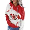 Hoodies voor dames sweatshirts Kerstmis honkbal print hoodie sweatshirt mode creatief vintage straat capuchon casual baggy dames tops herfst winter 221124