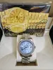 オリジナルボックス付き 高級ファッション時計 8k ブルー ダイヤモンド ダイヤル ベゼル 18038 自動巻き メンズ メンズ腕時計 20288