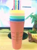Starbucks Mermaid Goddess 24oz/710ml Tumblers Plastic Cold-Changing Straw Environmental Protection Large Capacity Recycling Color Changing PA6F