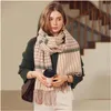 Scarves Plaid Scarves For Women Tassels Chunky Oversized Shawl Winter/Fall Warm Scarf Drop Delivery Fashion Accessories Hats Gloves Dh2Yn