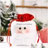 Christmas Decorations Christmas Decorations 3Pcs Candy Bags Gift Treat For Favors Xmas Jute Linen Burlap Dstring Bag Stock O0A1 Drop Dhdwl