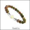 Bransoletka z koralikami LAZI Lazi Clear Crystal okrągłe koraliki Mticolor Natural Stone Strand Bracelet dla kobiet Drop Perwy