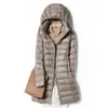 Piumino da donna Parka Giacche invernali Lungo ultraleggero Cappotto casual sottile Giacca imbottita Slim Rimuovi Parka con cappuccio Portatile antivento 221124