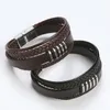 Multilayer Leather Wrap Armband Bangle Cuff Metal Clasp Armband för kvinnor Fashion Jewelry