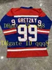 College Hockey Wears 99 Maillot Wayne Gretzky WHA Racers Bleu Blanc 1978-79 Vintage cousu n'importe quel nom de numéro Maillot de hockey rétro