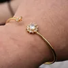 Bangle 24K 1PCS Dubai Etiópia Gold Color Zircon Bangles de manguito para mulheres Esposa Jóias Bangesbracelet Gifts