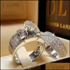 An￩is de casamento Diamond Combination Wedding Ring Sets Engagement Knuckle Rings Band for Women Fashion Jewelry Gift 080441 Drop Delivery Dhmlc