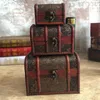 Jewelry Pouches 3Pcs Wooden Treasure Chest Stash Box Makeup Storage Organizer With Lock