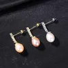 Korean fashion freshwater pearl s925 silver exquisite dangle earrings women jewelry sweet temperament lady plated 18k gold earrings accessories gift