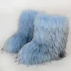 Buty European American Outdoor Luxury Furry Faux Fur Kobieta Pluszowa ciepła platforma Buty Fashion Bottes Big Size 3644 221123