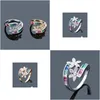 Bands anneaux Design Rainbow Flower Cz Ring Femmes Mariage Coup d'or Color Gol