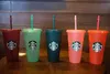Zeemeermin godin Starbucks 24oz/710 ml plastic mokken tuimelaar herbruikbaar helder drinkplatige bodem pilaar vorm deksel stro kopjes 4437 3i5q