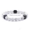 Bracciale in pietra naturale con perline Quadrato Vulcanico Uomini e donne Personalità Atmosfera Maturo Polso intellettuale Gioielli Drop Delivery Br Dhsju