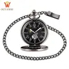 Ouyawei Vintage Pocket Watch Black Case Harlow Dial Moon Phase Form Hand Wind Mechanical Fob Watch T200502183A