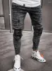 Men's Jeans Men's Sweatpants Sexy Hole Pants Casual Foot Zipper Male Ripped Skinny Trousers Black Biker Pencil Long