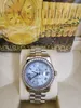 С оригинальной коробкой Роскошные модные часы 8k blue Diamond Dial Bezel 18038 Автоматические мужские часы 20288