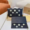 HH Women Luxurys Designers Bolsa bolsa de qualidade Carteira de três peças Impressão Fiower Golden Chain Bag Genuine Leather Messenger Ladies