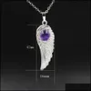 Подвесные ожерелья Qimoshi Natural Crystal Quartz Angel Wings Coolse Collece для женщин -девочка Chakra Reiki Healing Eye Dream Dhgarden DHCFQ